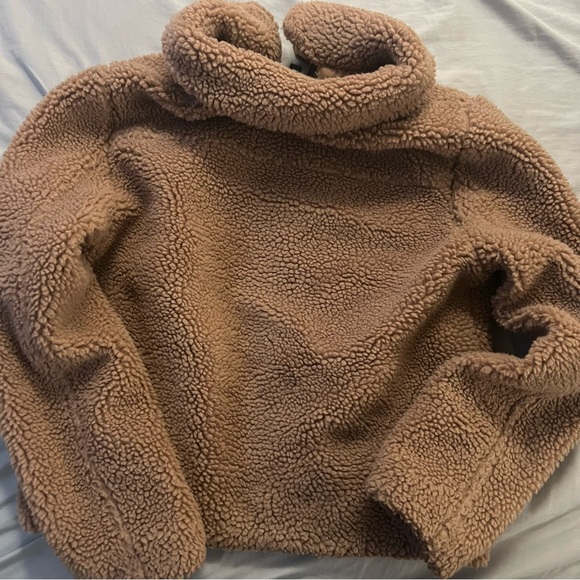 h&m brown teddy jacket in small - Picture 5 of 6